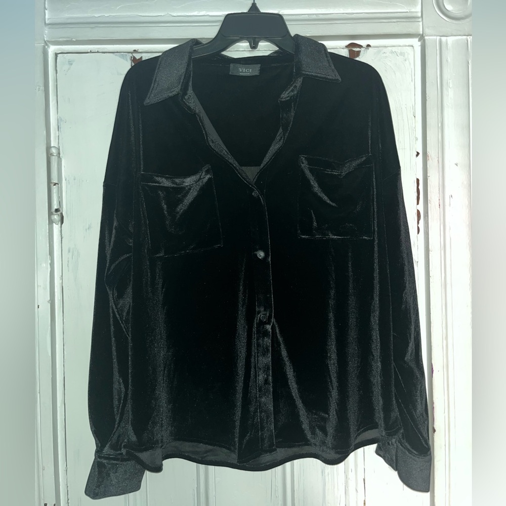 Velvet Button Down Top - image 7